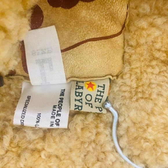 People Of The Labyrinths RARE Women's Leather Jacket Faux Fur Size Large Coat - Picture 9 of 10